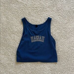 Navy Blue Hawaii Crop Top